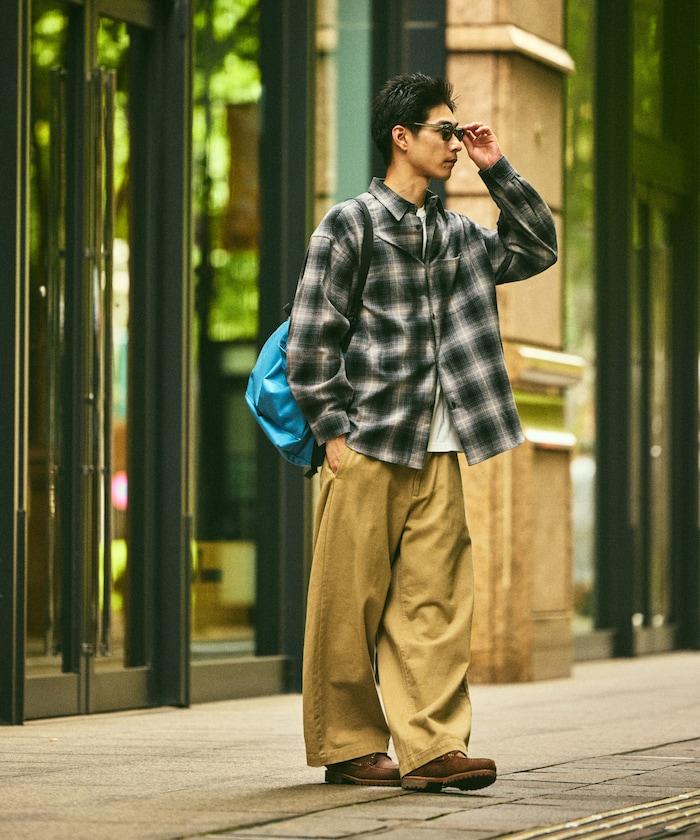 寬鬆版型漸變格紋法蘭絨襯衫