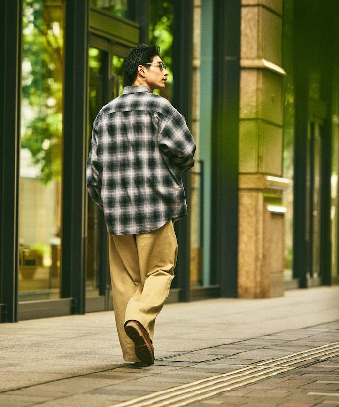 寬鬆版型漸變格紋法蘭絨襯衫