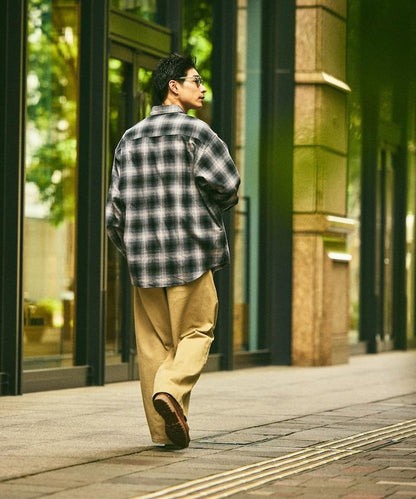 寬鬆版型漸變格紋法蘭絨襯衫