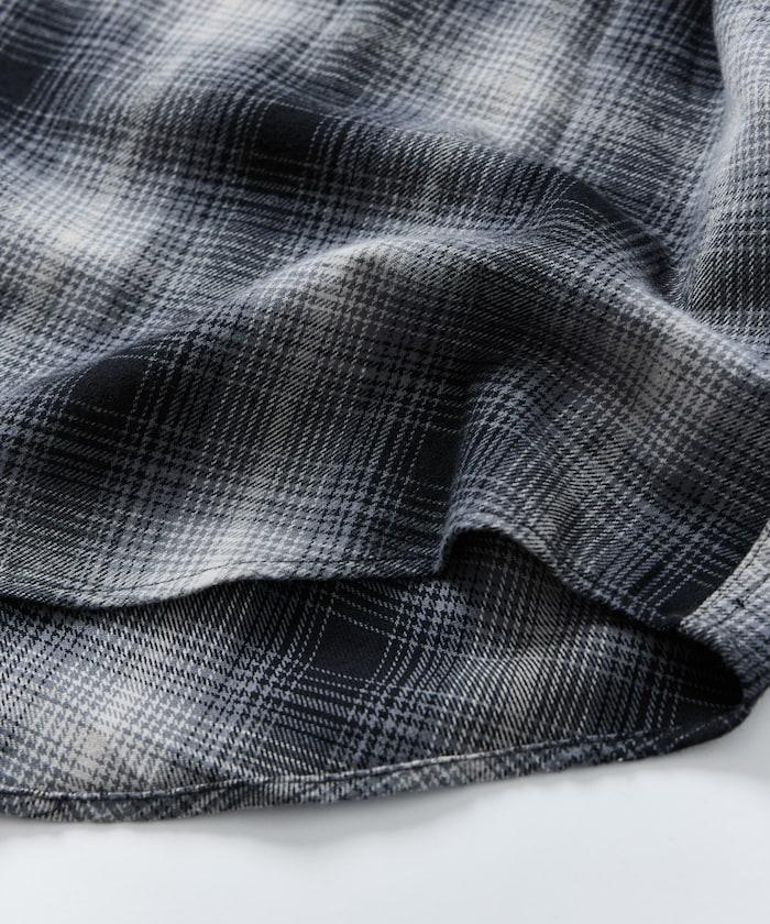 寬鬆版型漸變格紋法蘭絨襯衫