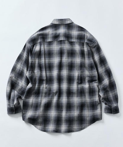 寬鬆版型漸變格紋法蘭絨襯衫