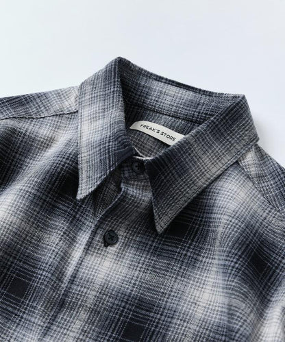 寬鬆版型漸變格紋法蘭絨襯衫