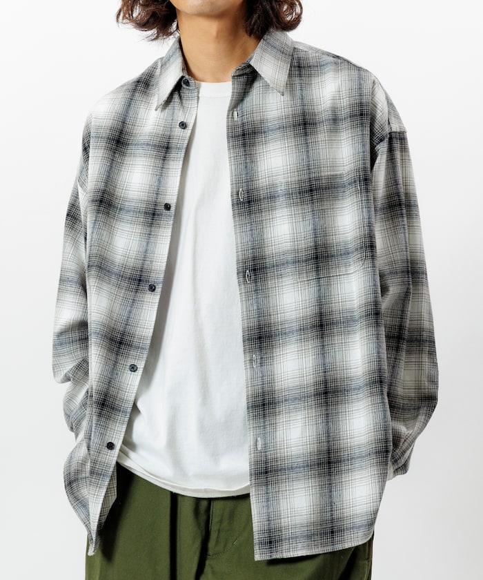 寬鬆版型漸變格紋法蘭絨襯衫