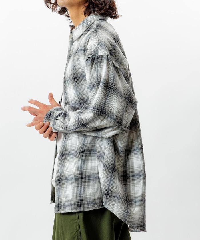 寬鬆版型漸變格紋法蘭絨襯衫