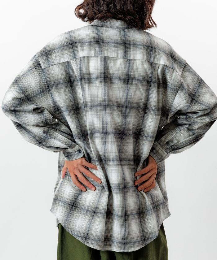 寬鬆版型漸變格紋法蘭絨襯衫