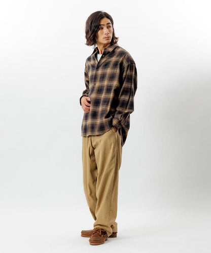 寬鬆版型漸變格紋法蘭絨襯衫