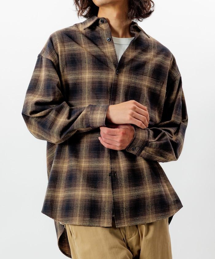 寬鬆版型漸變格紋法蘭絨襯衫