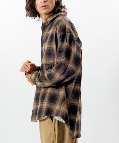 寬鬆版型漸變格紋法蘭絨襯衫