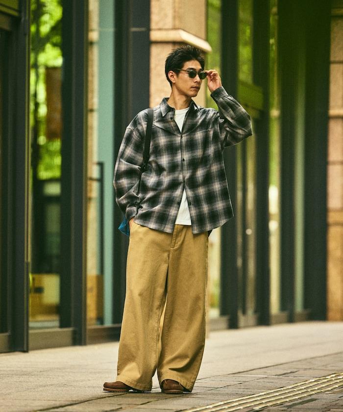 寬鬆版型漸變格紋法蘭絨襯衫