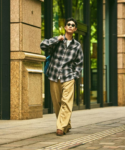 寬鬆版型漸變格紋法蘭絨襯衫