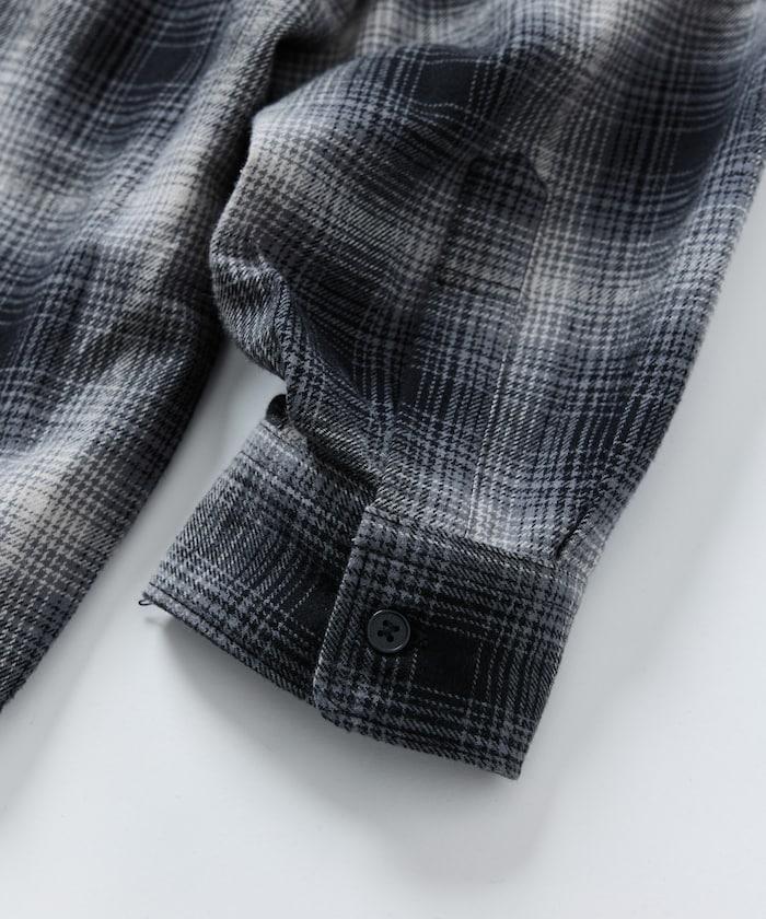 寬鬆版型漸變格紋法蘭絨襯衫