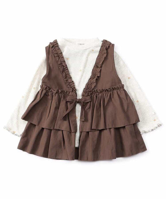 女童馬甲×長袖T恤套裝