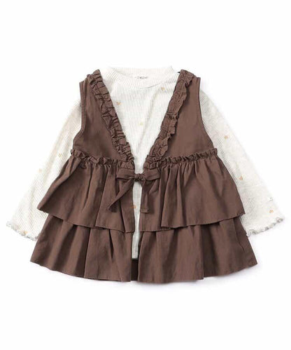 女童馬甲×長袖T恤套裝