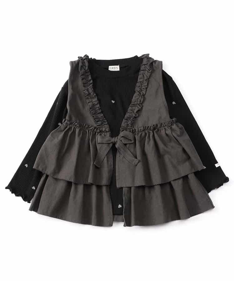 女童馬甲×長袖T恤套裝