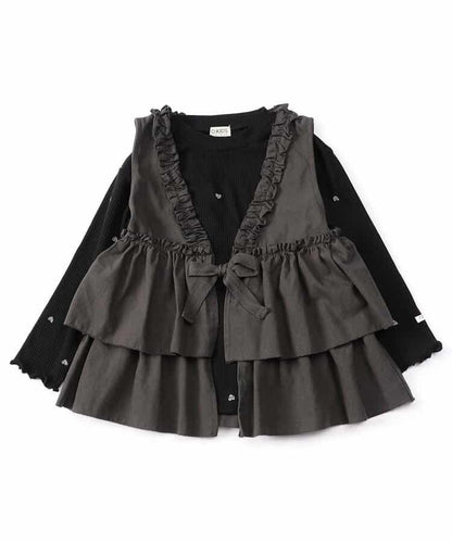 女童馬甲×長袖T恤套裝