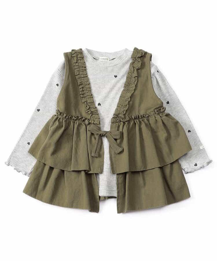 女童馬甲×長袖T恤套裝