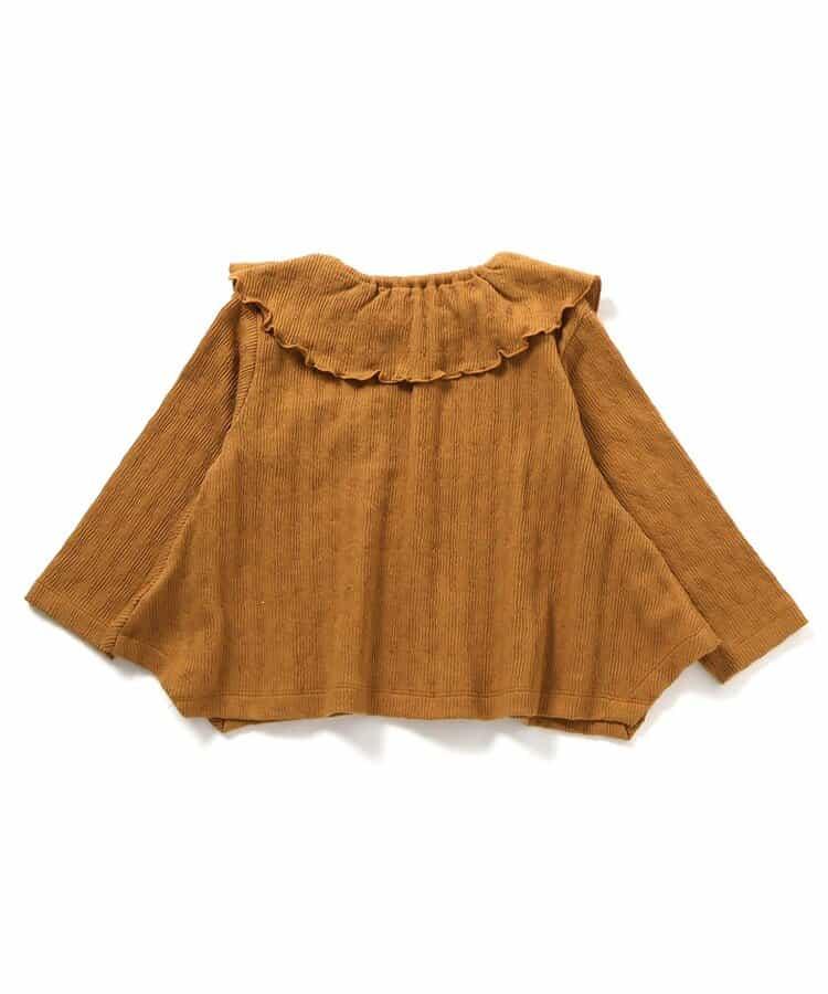 荷葉邊領拼接下襬T恤