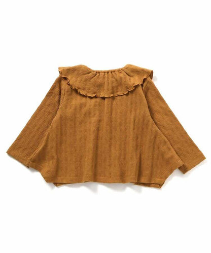 荷葉邊領拼接下襬T恤