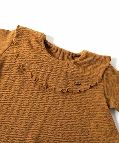 荷葉邊領拼接下襬T恤