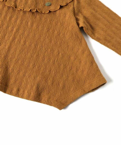 荷葉邊領拼接下襬T恤