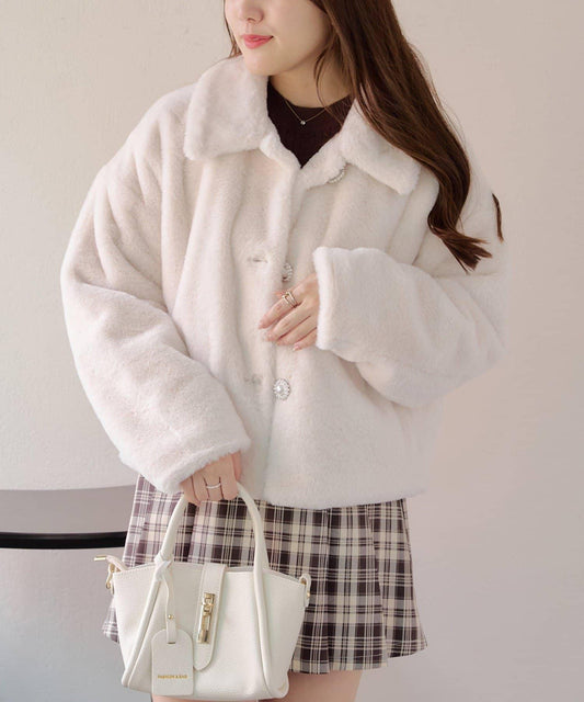 【RMAF】亮片紐扣仿毛外套