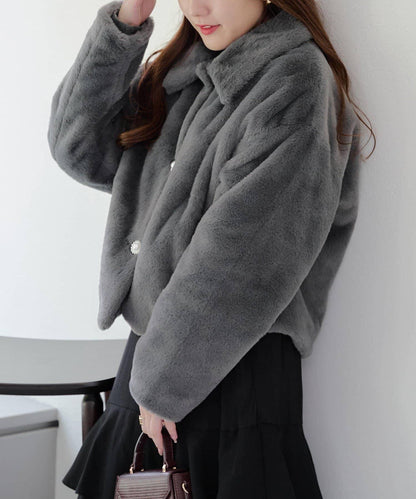 【RMAF】亮片紐扣仿毛外套