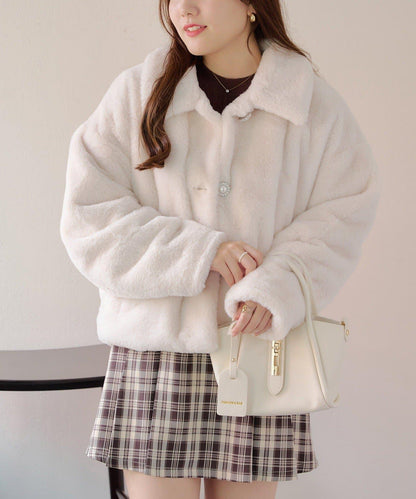 【RMAF】亮片紐扣仿毛外套