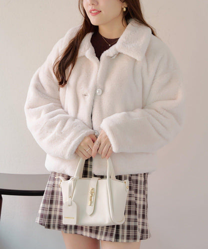 【RMAF】亮片紐扣仿毛外套