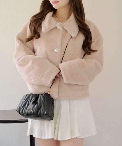 【RMAF】亮片紐扣仿毛外套