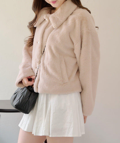 【RMAF】亮片紐扣仿毛外套