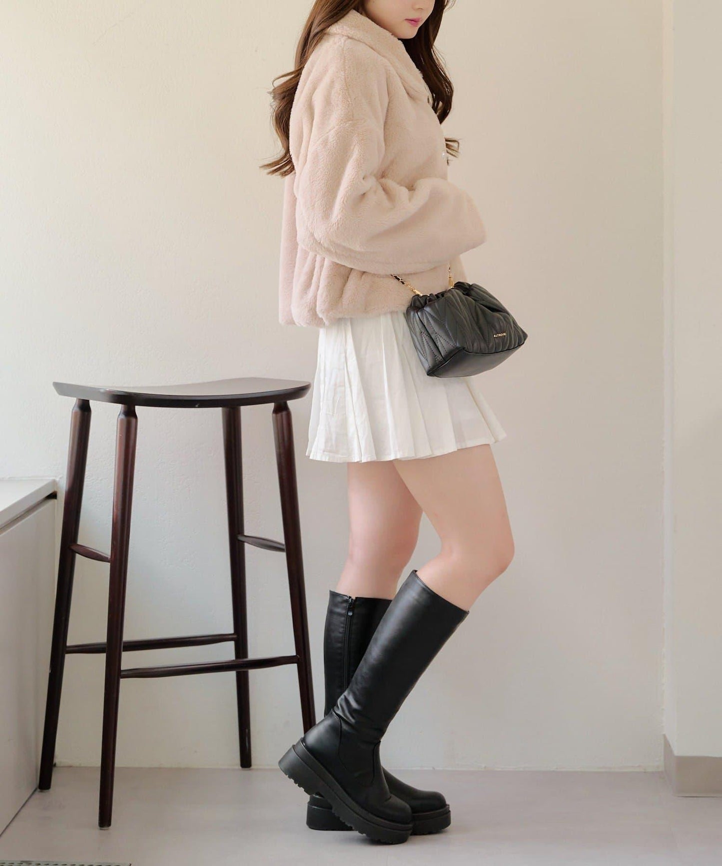 【RMAF】亮片紐扣仿毛外套