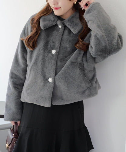 【RMAF】亮片紐扣仿毛外套