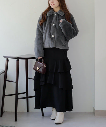 【RMAF】亮片紐扣仿毛外套