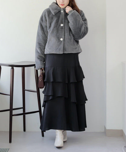 【RMAF】亮片紐扣仿毛外套