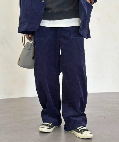 燈芯絨彎曲工裝褲