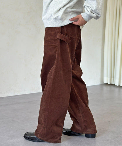 燈芯絨彎曲工裝褲