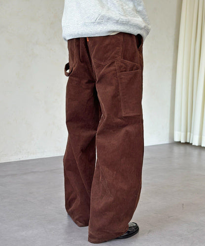 燈芯絨彎曲工裝褲