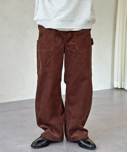 燈芯絨彎曲工裝褲
