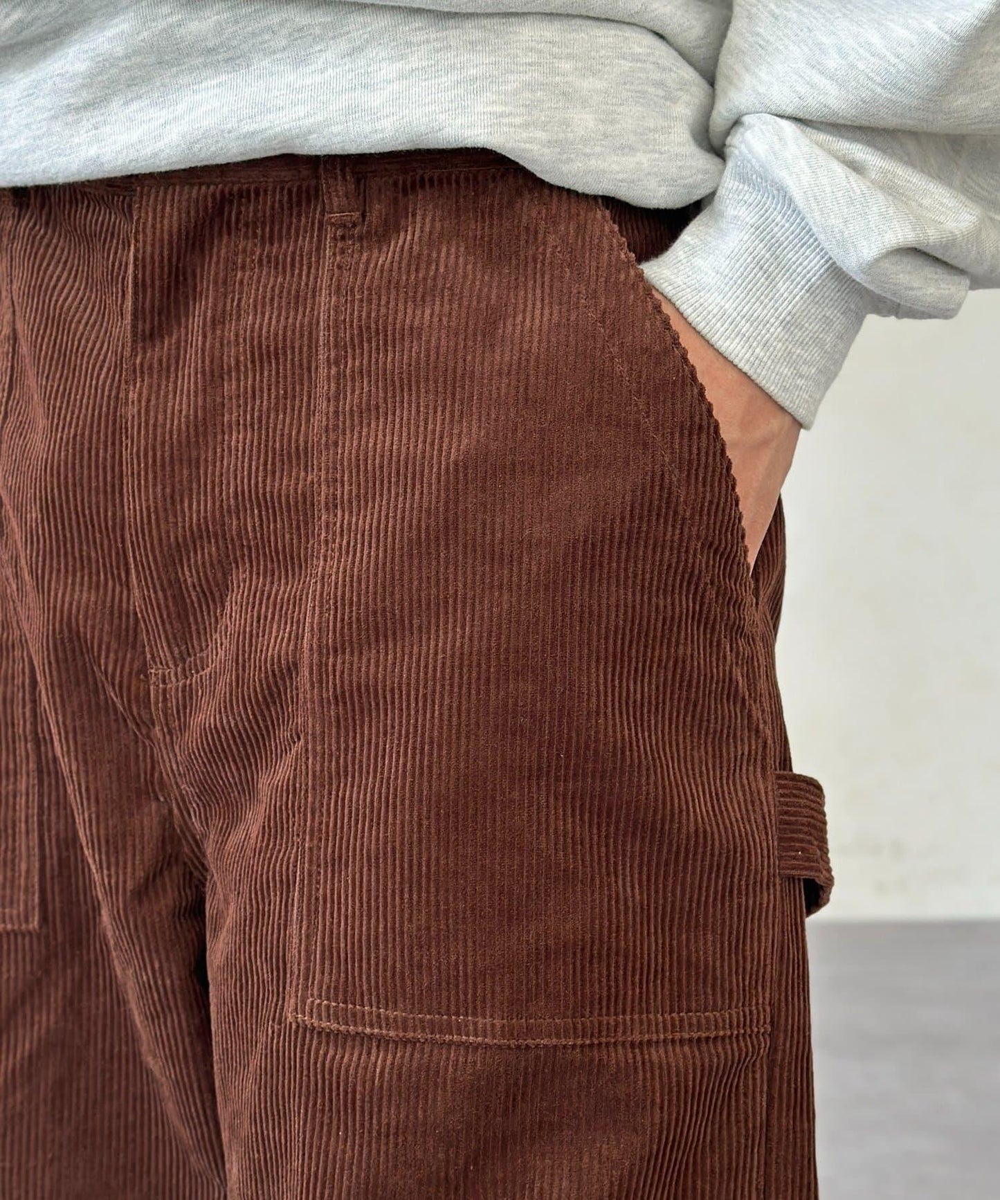 燈芯絨彎曲工裝褲