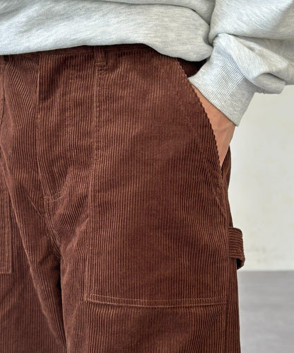 燈芯絨彎曲工裝褲