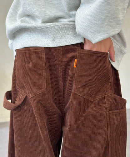 燈芯絨彎曲工裝褲