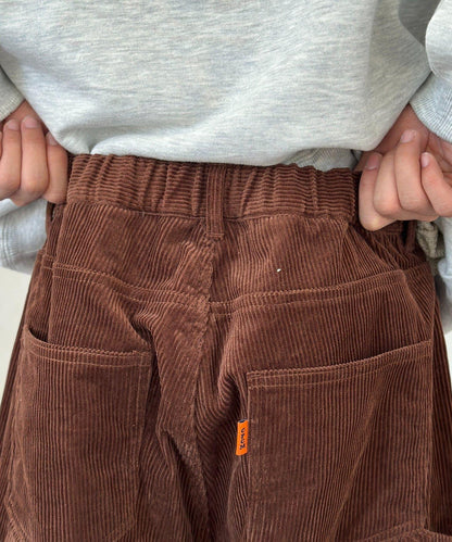 燈芯絨彎曲工裝褲