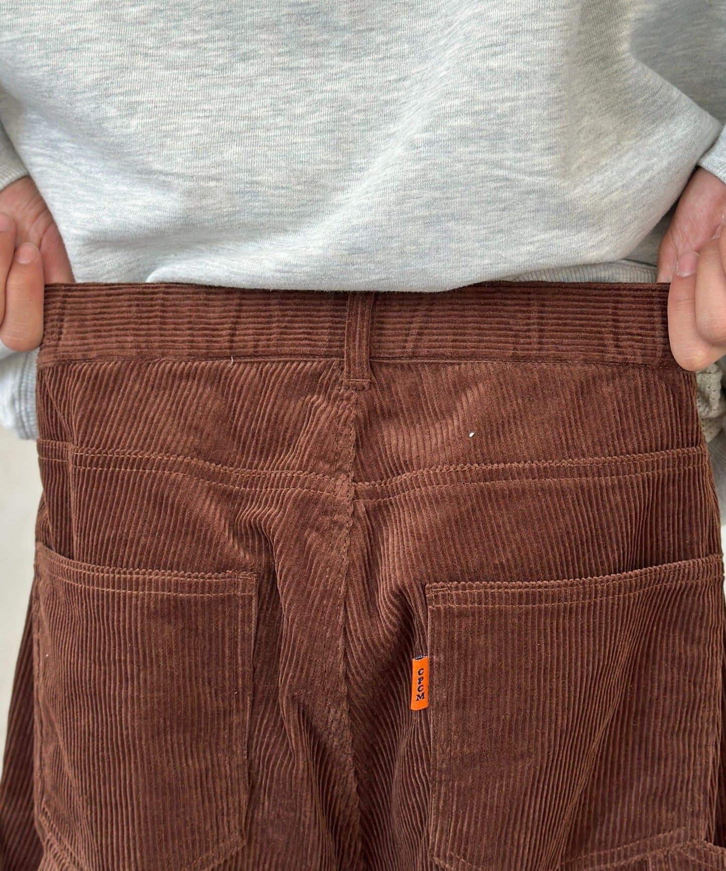 燈芯絨彎曲工裝褲