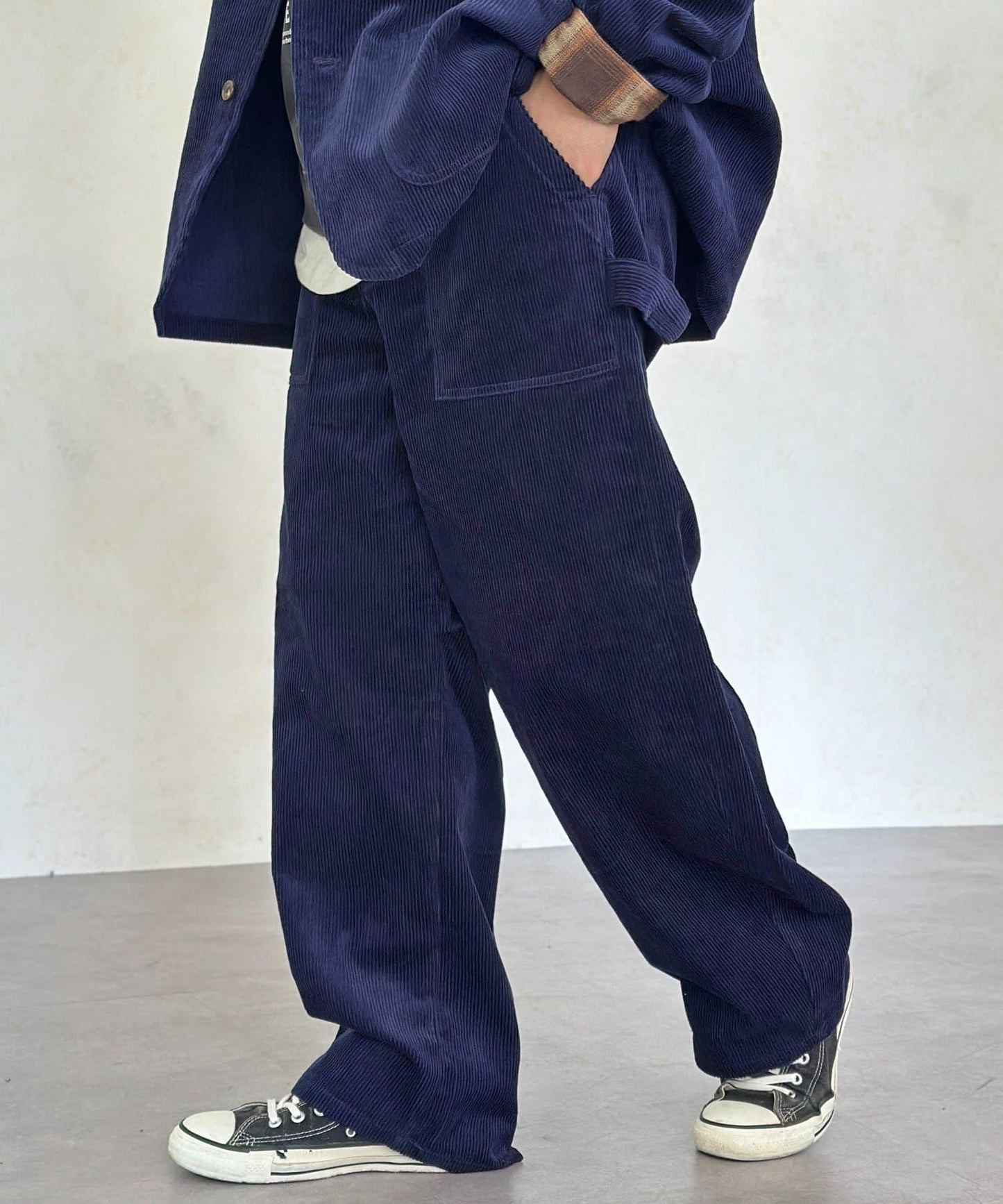 燈芯絨彎曲工裝褲