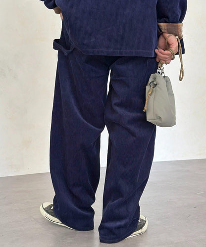 燈芯絨彎曲工裝褲