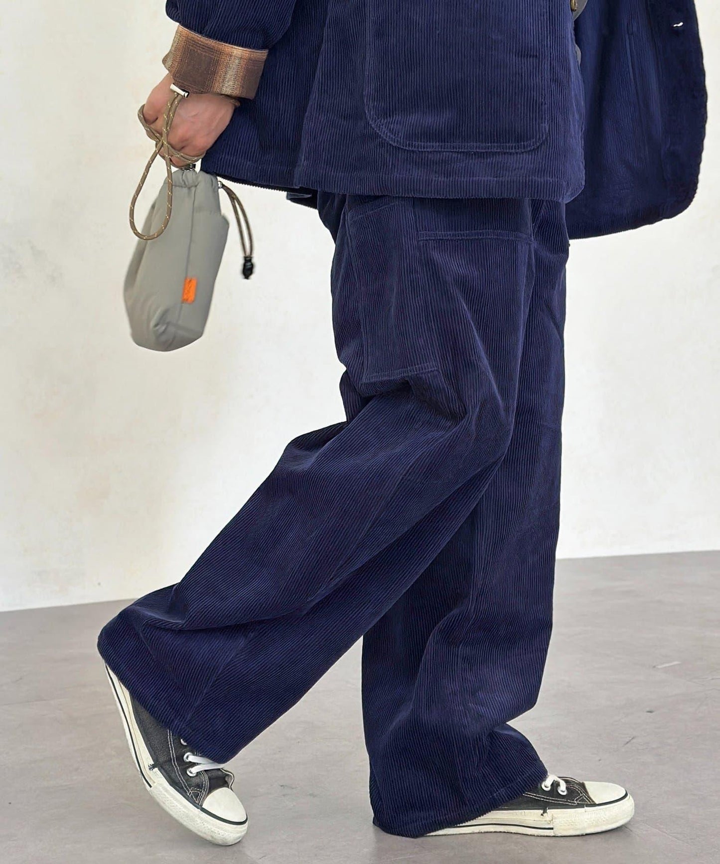 燈芯絨彎曲工裝褲