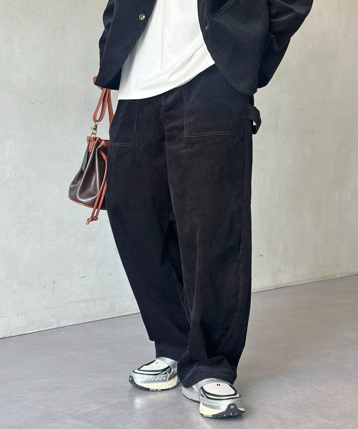 燈芯絨彎曲工裝褲