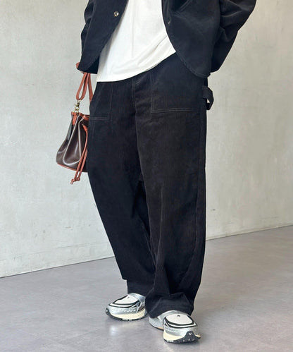 燈芯絨彎曲工裝褲