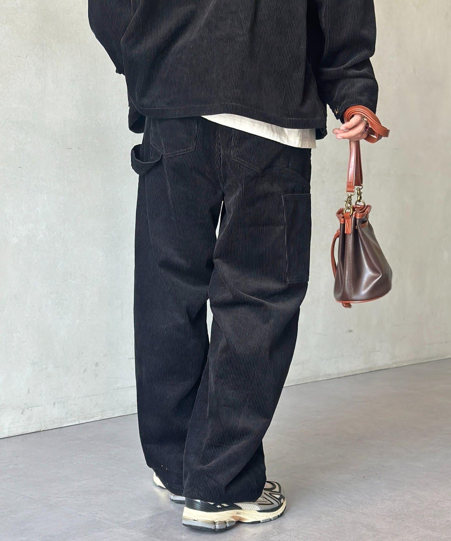 燈芯絨彎曲工裝褲