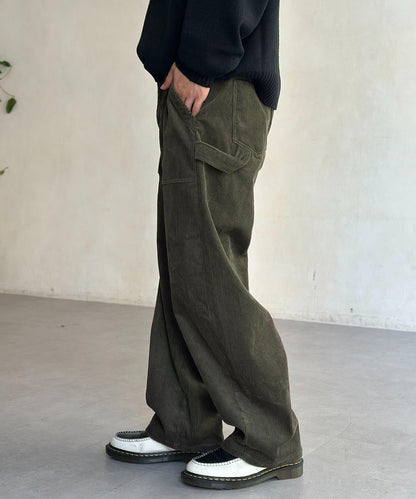 燈芯絨彎曲工裝褲